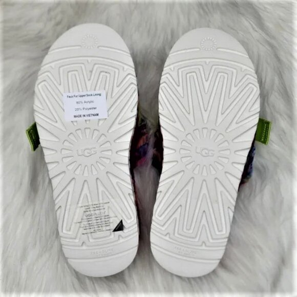 NWT UGG Slippers Platform Fluffita Pixelate Women Plush Multi Color Size 7 - Picture 4 of 7